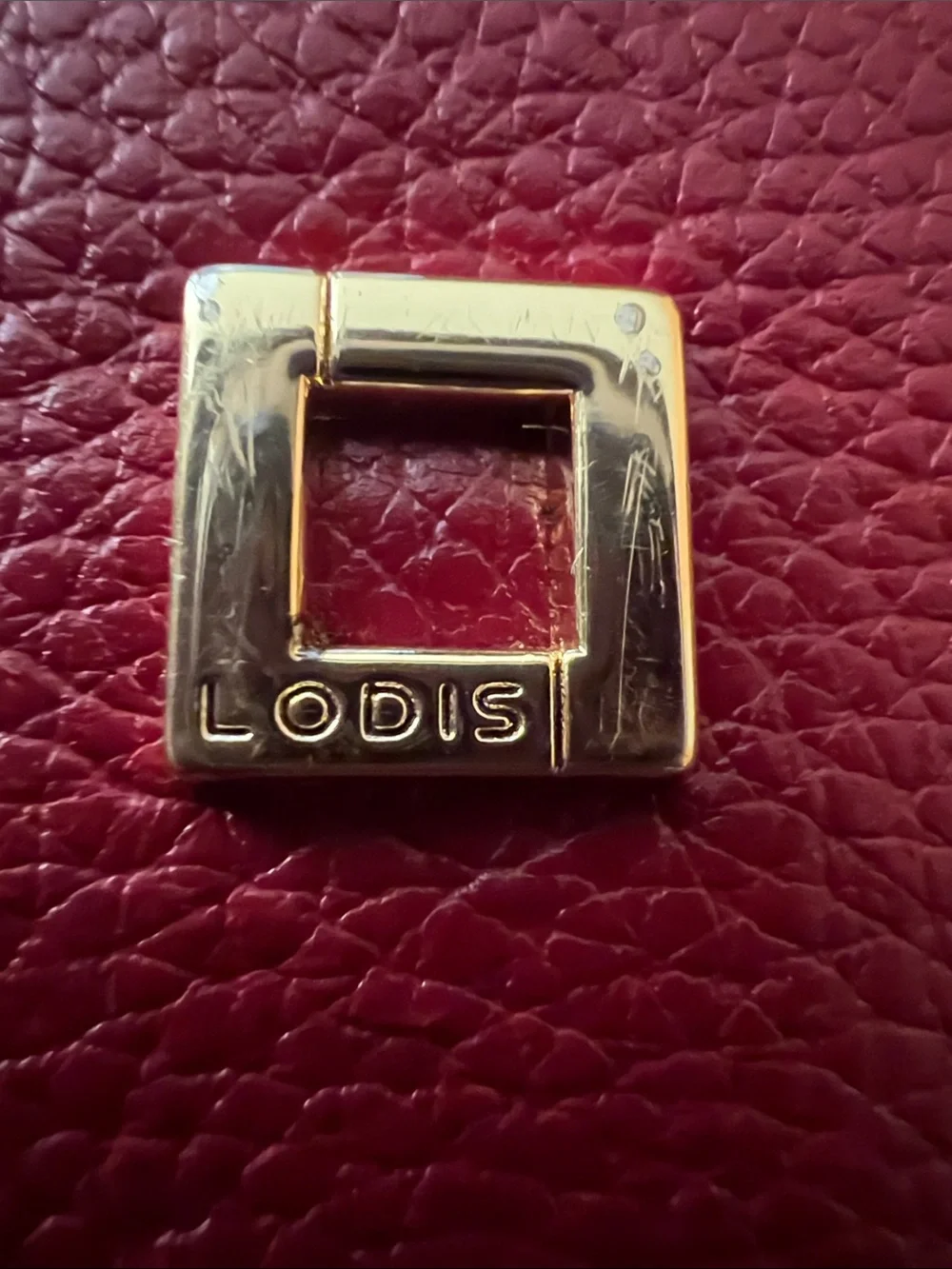 Lodis Red Leather Wristlet Clutch with Gold Hardware